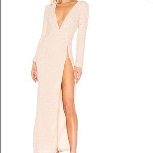 Sequin embellished gown.